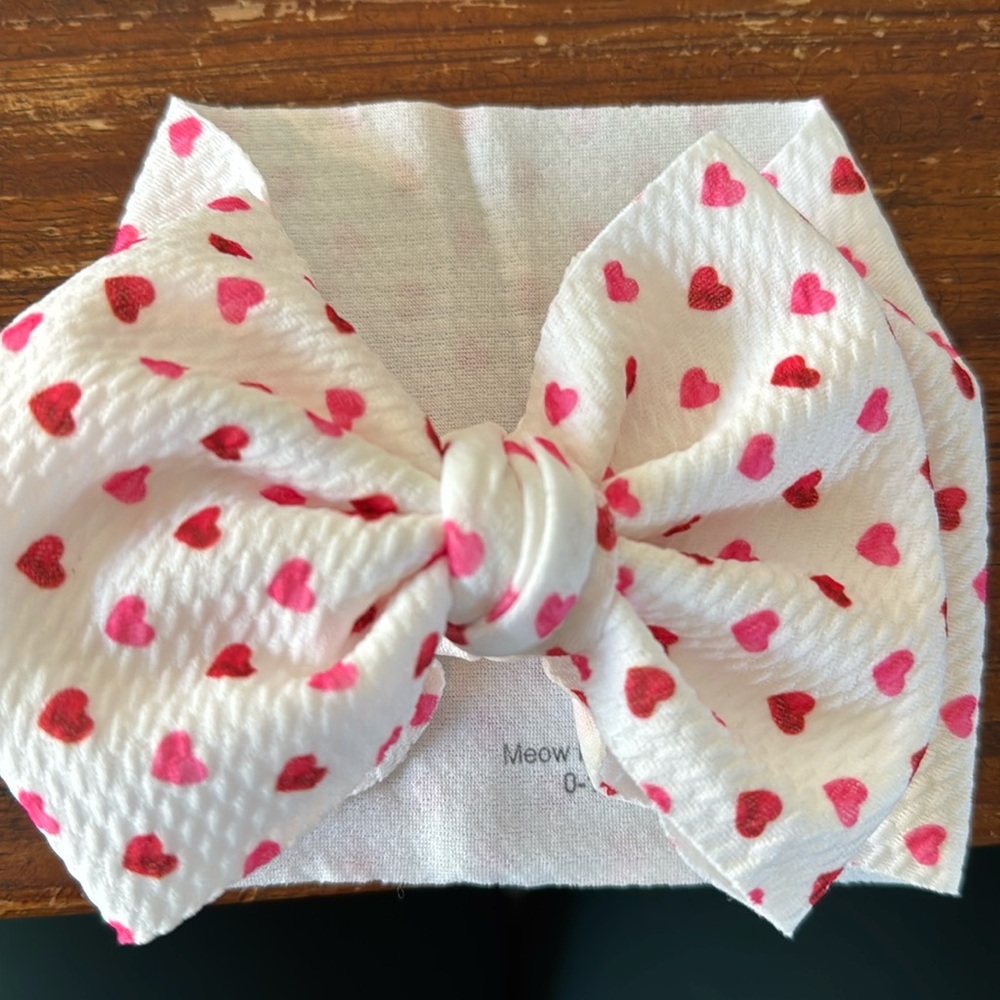 Red and pink hearts headband bows